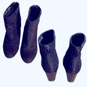 BLACK SUDEN BOOTS 2” heels